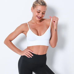 Seamless Sports Gym Bra Crop Top Push Up Workout Beauty Back Solid Top Shockproof Training Fitness Running Vest Crop Casual Top | Vimost Shop.