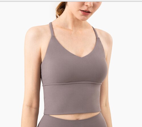 Seamless Yoga Gym Vest Top Women Fitness Sports Underwear Workout Bra Crop Top Running Push Up Cross-Back Solid Fitness Top | Vimost Shop.