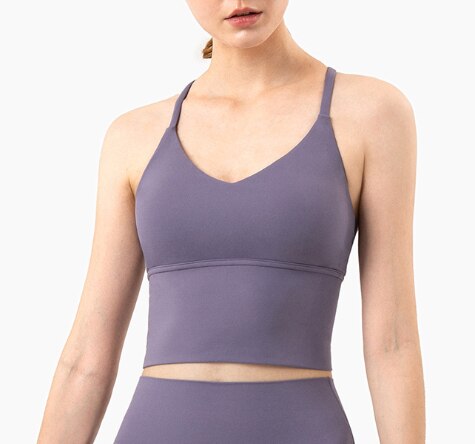 Seamless Yoga Gym Vest Top Women Fitness Sports Underwear Workout Bra Crop Top Running Push Up Cross-Back Solid Fitness Top | Vimost Shop.