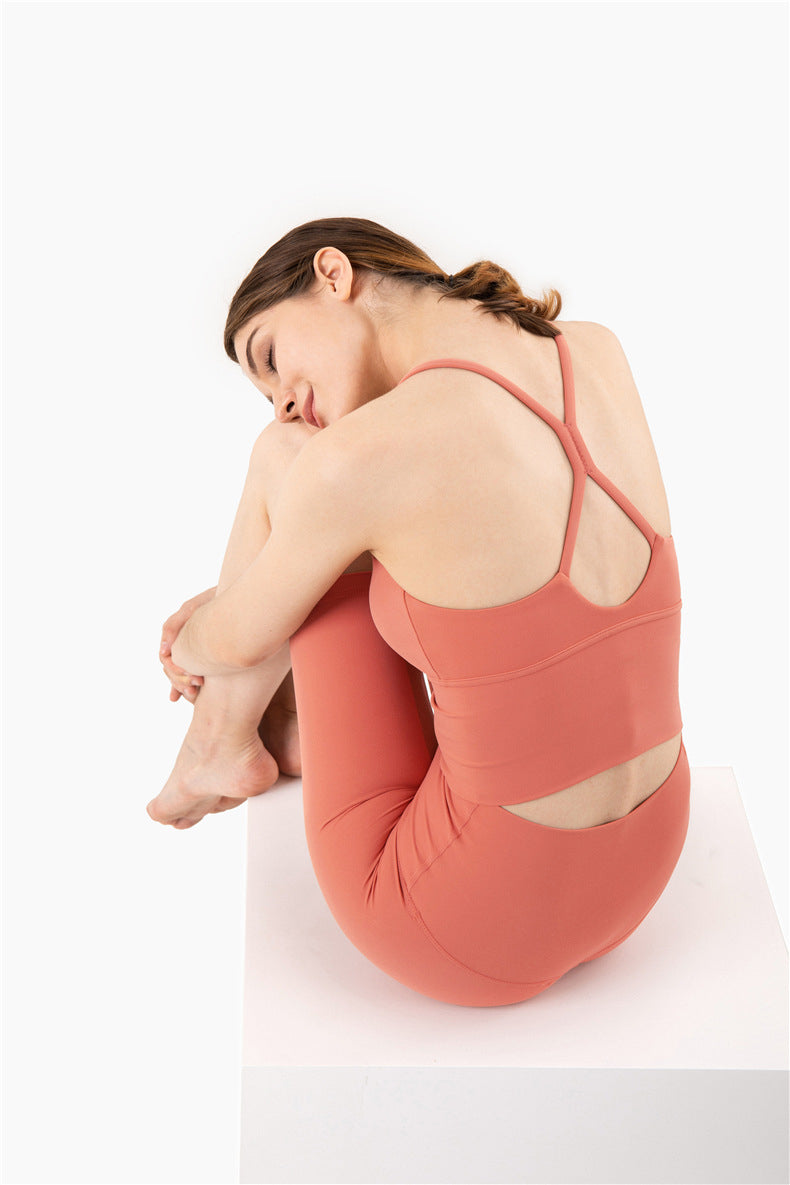 Seamless Yoga Gym Vest Top Women Fitness Sports Underwear Workout Bra Crop Top Running Push Up Cross-Back Solid Fitness Top | Vimost Shop.