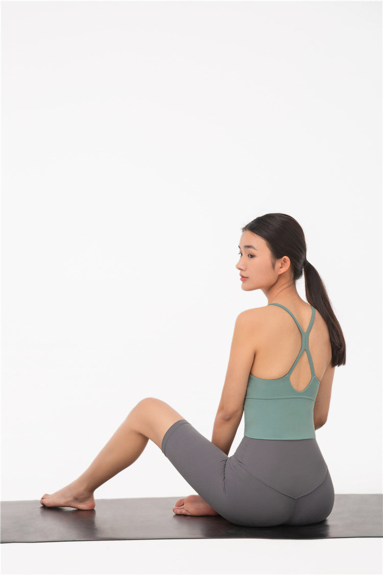 Seamless Yoga Gym Vest Top Women Fitness Sports Underwear Workout Bra Crop Top Running Push Up Cross-Back Solid Fitness Top | Vimost Shop.