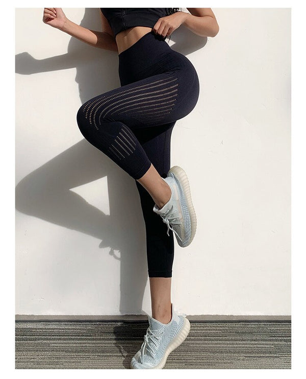 Seamless Gym Yoga Leggings Fashion Hollow Out Hips Lifting Workout Pants Push Up Running Fitness Sports Pants Women Clothing | Vimost Shop.