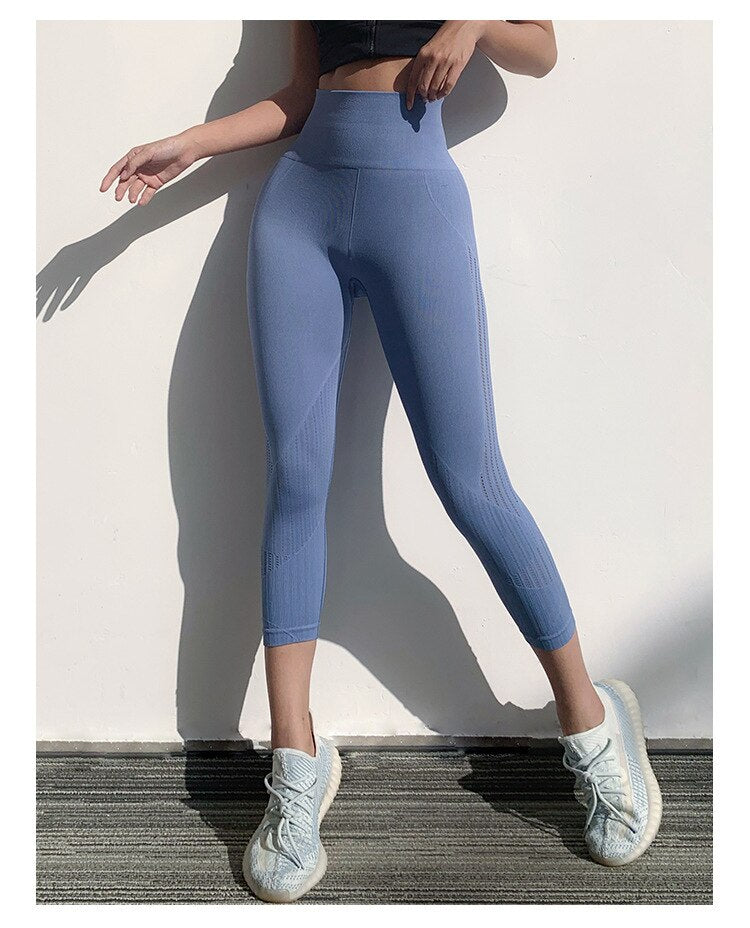 Seamless Gym Yoga Leggings Fashion Hollow Out Hips Lifting Workout Pants Push Up Running Fitness Sports Pants Women Clothing | Vimost Shop.