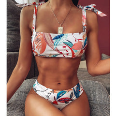 Floral Print Swimsuit Women Bikini High Cut Swimming Push Up Sexy Biquinis Beach Style Maillot De Bain Femme Two Piece Set | Vimost Shop.