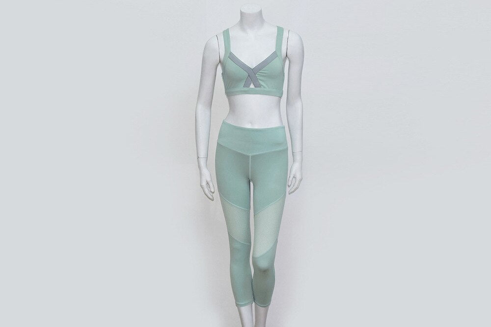 Women Solid Yoga Set Gym Sports Fitness Tracksuit Tank Crop Top Leggings Two Piece Set Running Training Workout Push Up Sporty | Vimost Shop.