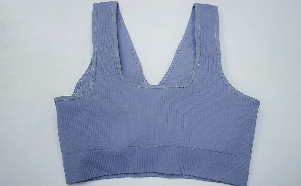 Seamless Solid Sports Gym Bra Crop Top Push Up Workout Beauty Back Top Shockproof Training Fitness Running Vest Shirt | Vimost Shop.