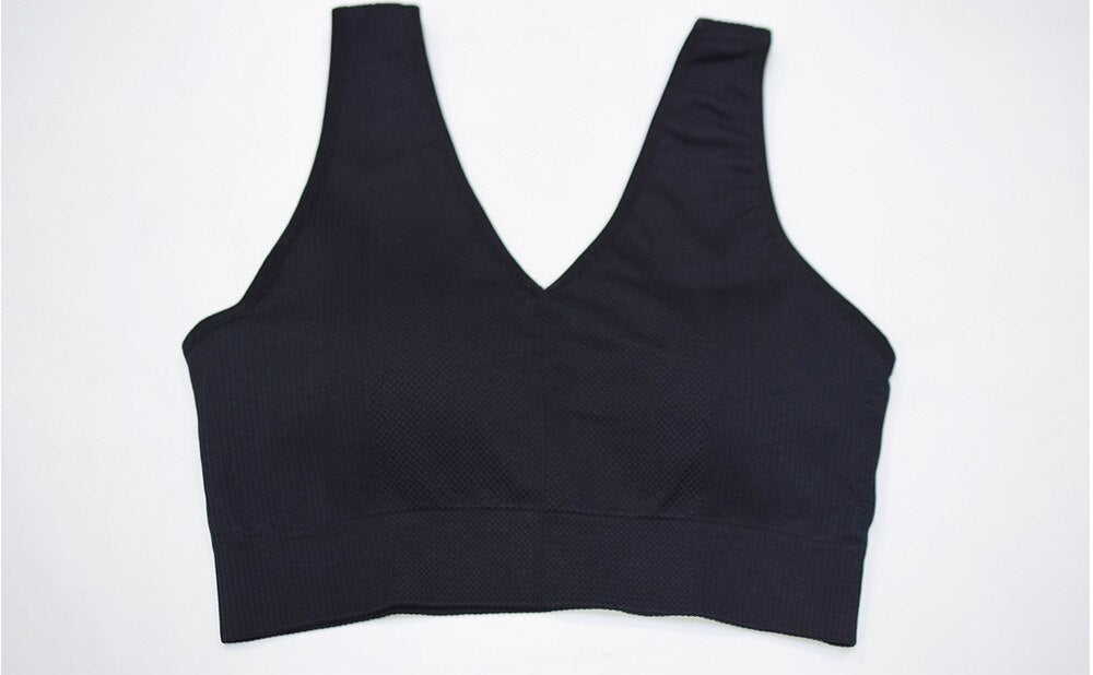 Seamless Solid Sports Gym Bra Crop Top Push Up Workout Beauty Back Top Shockproof Training Fitness Running Vest Shirt | Vimost Shop.