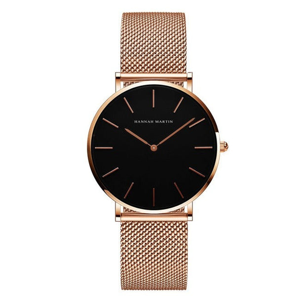 36mm Japan Quartz Movement Ladies Wristwatches Stainless Steel Mesh Top Luxury Brand Rose Gold Waterproof Women Watches