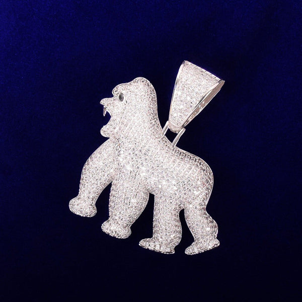 Animal Orangutan Pendant Bling AAA Zircon Men's Hip Hop Necklace Rock Jewelry with 12mm Cuban Chain | Vimost Shop.