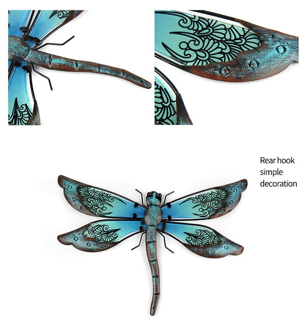 Metal Dragonfly Wall Artwork for Garden Decoration Miniaturas Animal Outdoor Statues and Sculptures for Yard Decoration | Vimost Shop.