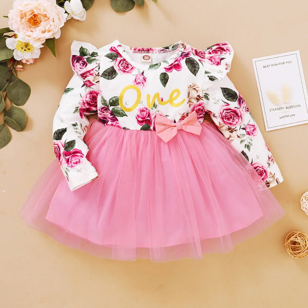 Ruffle Lace Floral Baby Girls Tutu Dress Fall Cotton Long Sleeve Cute Girls Kids mini Dresses Casual O neck Toddler Clothing D30 | Vimost Shop.