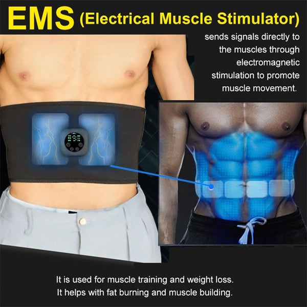 Intelligent Unisex USB Rechargeable EMS Fitness Trainer Belt LED Display Electrical Muscle Stimulator Abdominal Muscle Sticker | Vimost Shop.