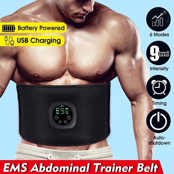 Intelligent Unisex USB Rechargeable EMS Fitness Trainer Belt LED Display Electrical Muscle Stimulator Abdominal Muscle Sticker | Vimost Shop.