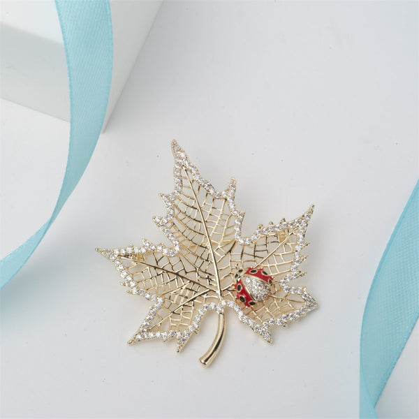 Fall Leaf Maple Ladybug CZ Cubic-Zirconia Pin Brooch Jewelry  Fashion for Women Gift Mom girl Dropshipping NB25 | Vimost Shop.