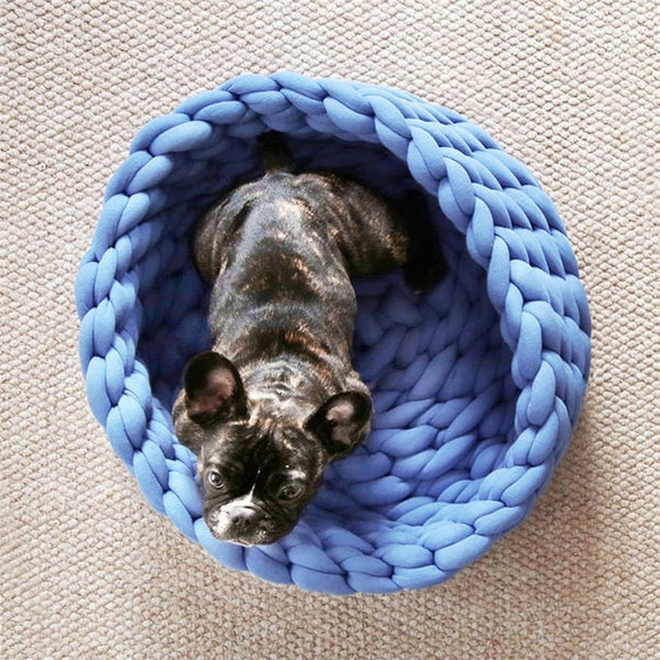 Soft Pet Bed Handmade Knit Puppy House Detachable Washable Kitten Basket Comfortable Warm Sleeping Nest Cave for Small Dogs Cats | Vimost Shop.