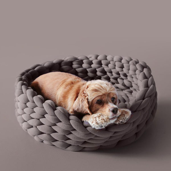 Soft Pet Bed Handmade Knit Puppy House Detachable Washable Kitten Basket Comfortable Warm Sleeping Nest Cave for Small Dogs Cats | Vimost Shop.