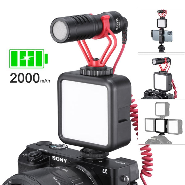 Mini Portable LED Video Light Triple Cold Shoe Rechargeable Vlog Fill Light Photography Lighting Tripod Kit CRI95+ | Vimost Shop.