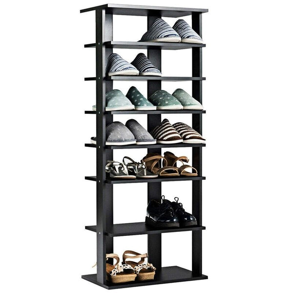 7-Tier Dual 14 Pair Shoe Rack Free Standing Concise Shelves Storage 2 Different Heights Shelves Durable Construction | Vimost Shop.