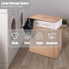 Folding Double Rectangle Bamboo Hamper Laundry Basket Withdrawable Inside Liner Thickened Lid with PU Leather Handle | Vimost Shop.