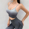 Ombre Women Yoga Set Workout Long Sleeve Crop Top Sports Bra Seamless Leggings Gym Clothing Fitness Sportswear Sports Suits