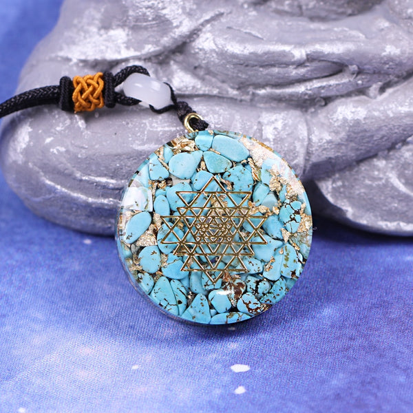 Orgonite Energy Crystal Pendant Sacred Sri Yantra Orgonite Chakra Necklace Handcraft Pendant Gathering Wealth Brings Good Luck | Vimost Shop.