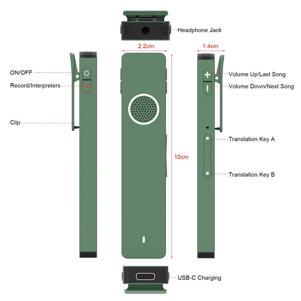 Mini Digital Voice Recorder Translator Real-time Transcription&Translation with Playback for Lectures Meetings Interviews туризм | Vimost Shop.