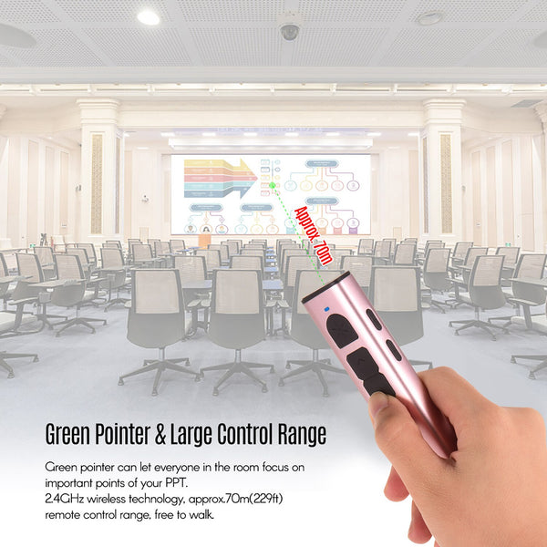 Rechargeable Powerpoint Presenter PPT Clicker Flip Pen Green Pointer with USB Receiver 70 Meters 2.4GHz Wireless Remote Control | Vimost Shop.