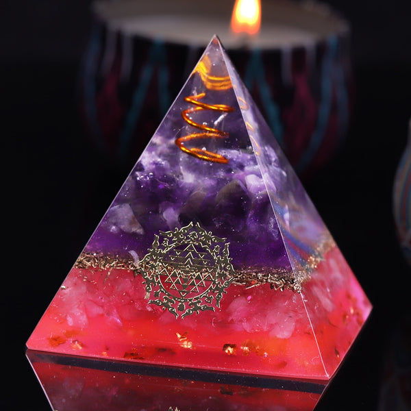 Amethyst Orgone Energy Pyramid With Crystal Point Orgonite Rose Quartz Pyramid Positive Reiki Healing Meditation Pyramid | Vimost Shop.