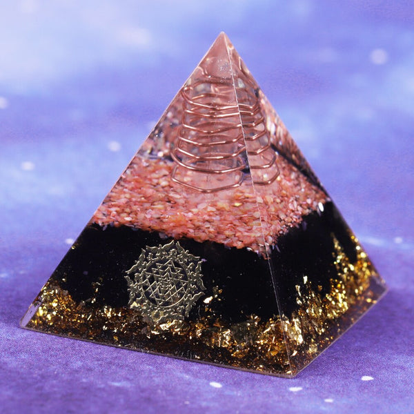 Orgonite Pyramid With Obsidian Stone Energy Healing Chakra Shell Orgone Collection Emf Protection | Vimost Shop.