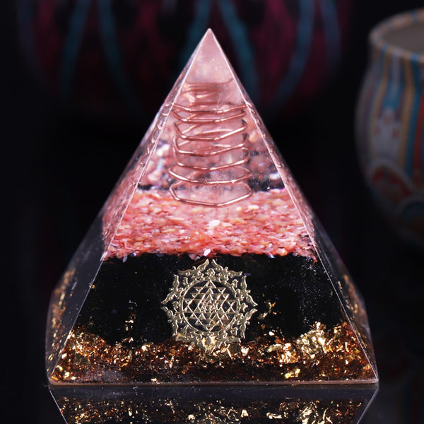 Orgonite Pyramid With Obsidian Stone Energy Healing Chakra Shell Orgone Collection Emf Protection | Vimost Shop.