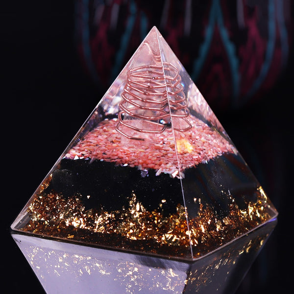 Orgonite Pyramid With Obsidian Stone Energy Healing Chakra Shell Orgone Collection Emf Protection | Vimost Shop.