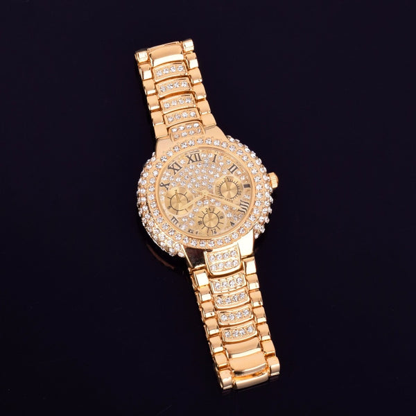 Hip hop Men's Women watch Small Dial Military Quartz Clock Luxury Rhinestone Business Waterproof wrist watches Relogio 19.2cm | Vimost Shop.