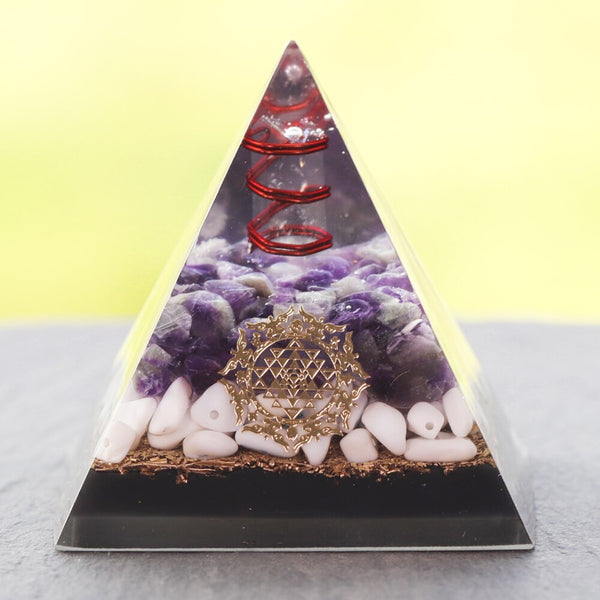 Healing Crystal Copper Wire Orgone Pyramid Stone Amethystine Energy Generator For Meditation Reiki Balancing | Vimost Shop.