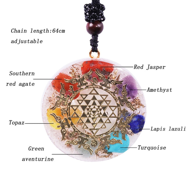 Seven Veins Energy Orgonite Necklace 7 Chakra Pendant Emf Protection Reiki Healing Necklace Meditation Yoga Orgone Jewelry | Vimost Shop.