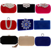 Velvet luxury women evening bags rhinestones flower small day clutch party diamonds lady dress shoulder chain handbags for purse