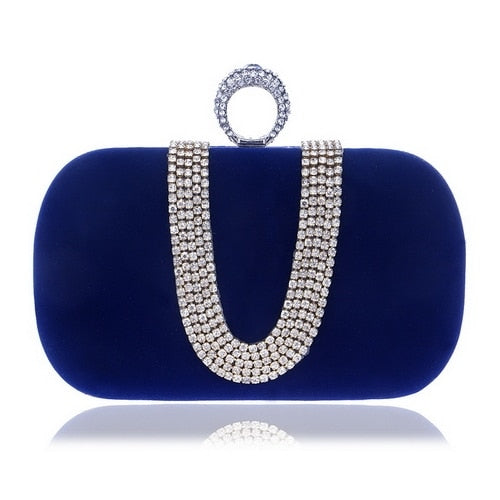 Velvet luxury women evening bags rhinestones flower small day clutch party diamonds lady dress shoulder chain handbags for purse