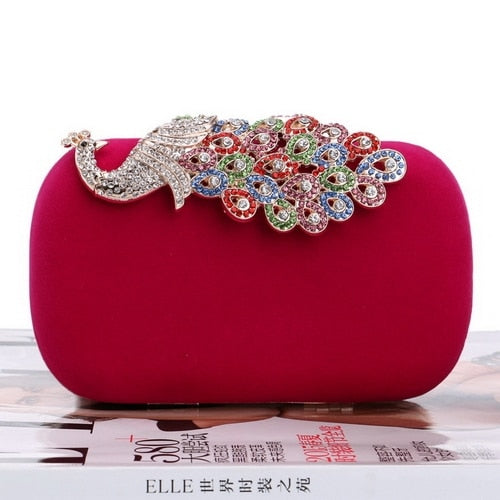 Velvet luxury women evening bags rhinestones flower small day clutch party diamonds lady dress shoulder chain handbags for purse