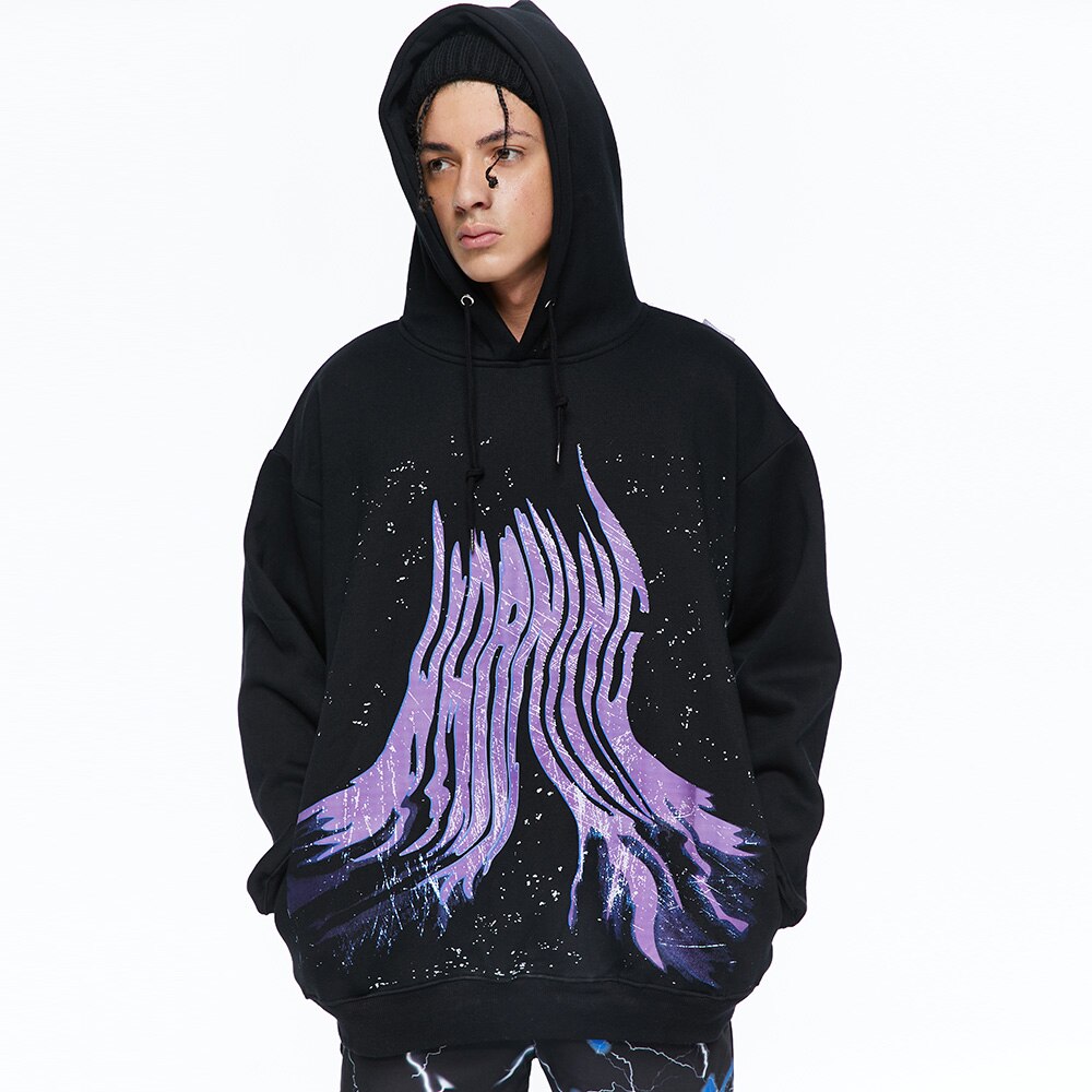 Hoodies Men Hip Hop Graffiti Letter Print Hooded Streetwear Winter Casual Plus Velvet Warm High Street Couple Pullover