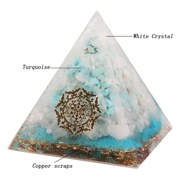 Reiki Crystals Orgone Pyramid Turquoises Energy Generator For Emf Protection For Yoga Mediation And Chakra Healing | Vimost Shop.