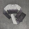 Ombre Women Seamless Yoga Set Workout Pants Long Sleeve Crop Top Fitness Leggings Sports Suits Gym Clothing Sportswear