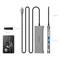 Long Cable USB C Hub with 4K HDMI, 2 USB 3.0, 3.5mm  Audio,Type C Charging Adapter for MacBook Pro 13/15/16 (Thunderbolt 3 Port)