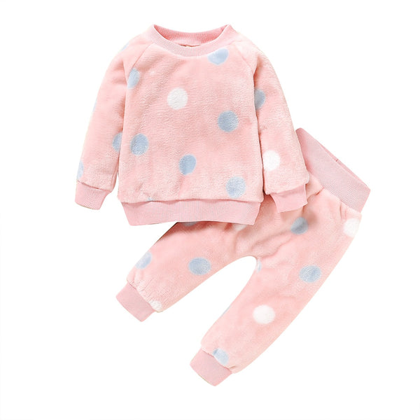 Baby Girl Clothes Pajamas Set Flannel Fleece Infant Toddler O Neck Pajamas Warm Kids Sleepwear Home Suit Winter Spring Fall D30 | Vimost Shop.