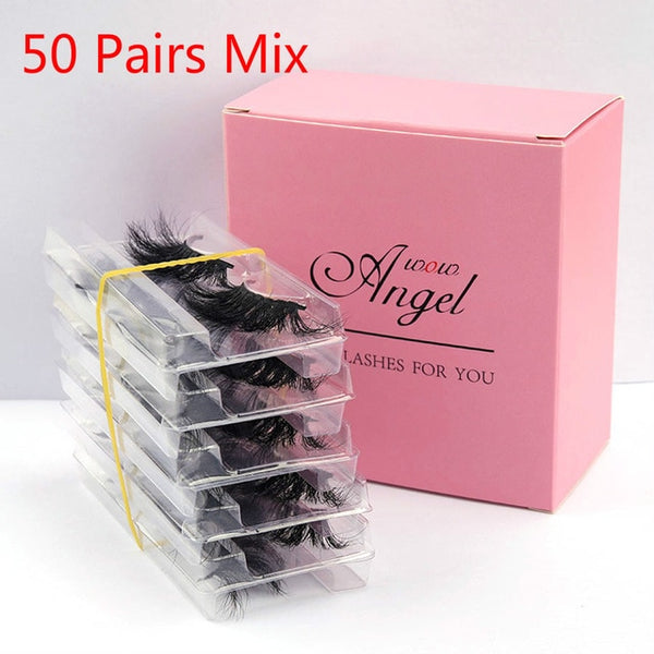 25 MM Lashes Wholesale 30/50/100 Pairs 3D Mink Eye Lashes With Tray No Box  Natural/Thick Long False Eyelashes  Makeup | Vimost Shop.
