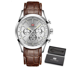 Watch For Men Quartz Military Watches Mens Auto Date Display Chronograph Casual Business Leather Strap