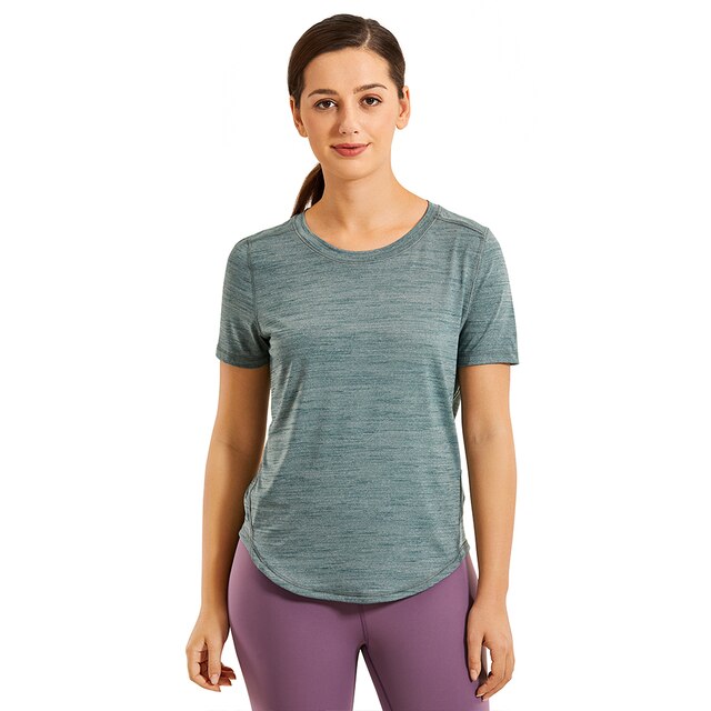 Women's Lightweight Heather Loose Fit Short Sleeve Sport Shirt Workout Top