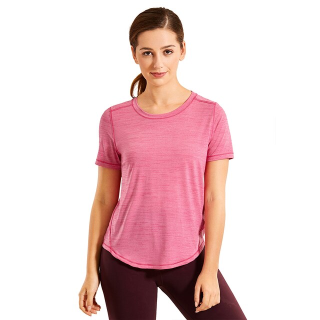 Women's Lightweight Heather Loose Fit Short Sleeve Sport Shirt Workout Top
