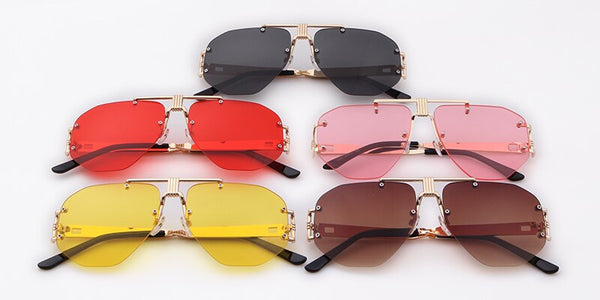 Retro rimless Oversize  Sunglasses Women Men Brand Design vintage Shield Goggles Red Big Sun Glasses Shades | Vimost Shop.