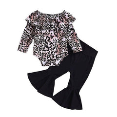 Baby Girls Clothes 1 2 3 4 5 Year Toddler Children Clothing Set Long Sleeve Leopard Bodysuits Flares Pant Kids Spring Suit | Vimost Shop.