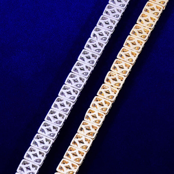 9MM Baguette Zirconia Square Necklace Chain Men's Hip Hop Link Gold Color Copper Bling Fashion Rock Jewelry | Vimost Shop.