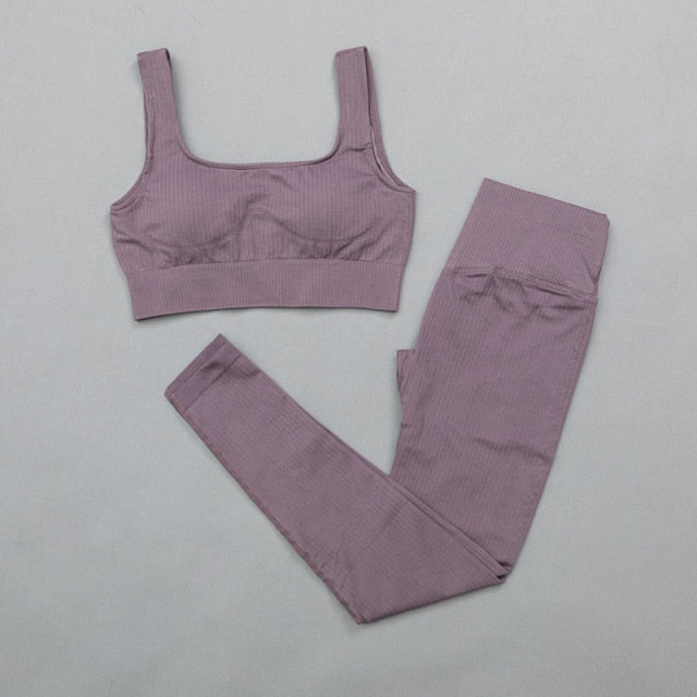 Women's sportswear High Waist Sports Bra+ Legging Gym Clothing Seamless Fitness Yoga Suit Stretchy Workout Set Padded Sport
